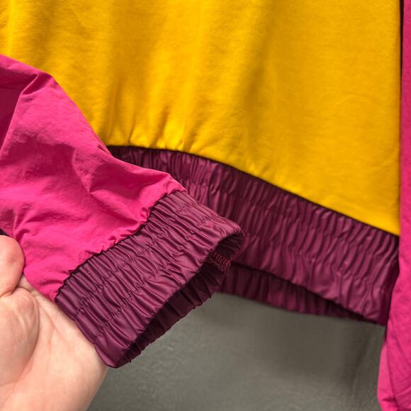Nike Sweatshirt Womens XL Oversized Pullover Terry Nylon Mix Gold Pink Maroon - Picture 6 of 9